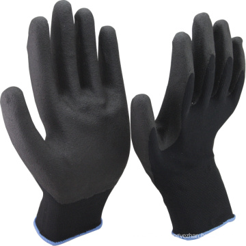 NMSAFETY 13 jauge en nylon noir enduit de mousse noire pvc sur les gants de travail anti-dérapant anti-dérapant